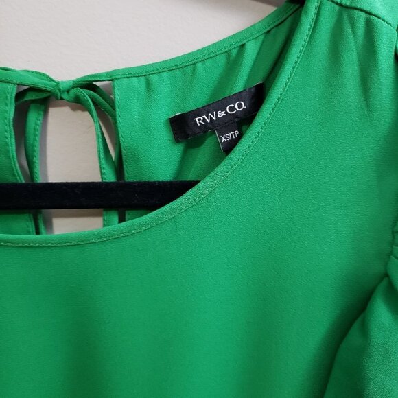 RW&Co. * Green Chiffon Ruffle Sleeve Dress * Sz XS - Picture 8 of 10